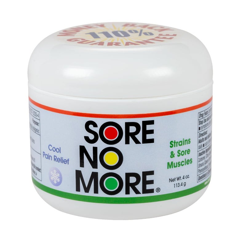 Sore No More Cool Relieving Gel for Aches Pains in Muscles Joints associated with Strains Bruises Sprains Absorbs Quickly with a Refreshing Lemon Aroma 4 oz Jar